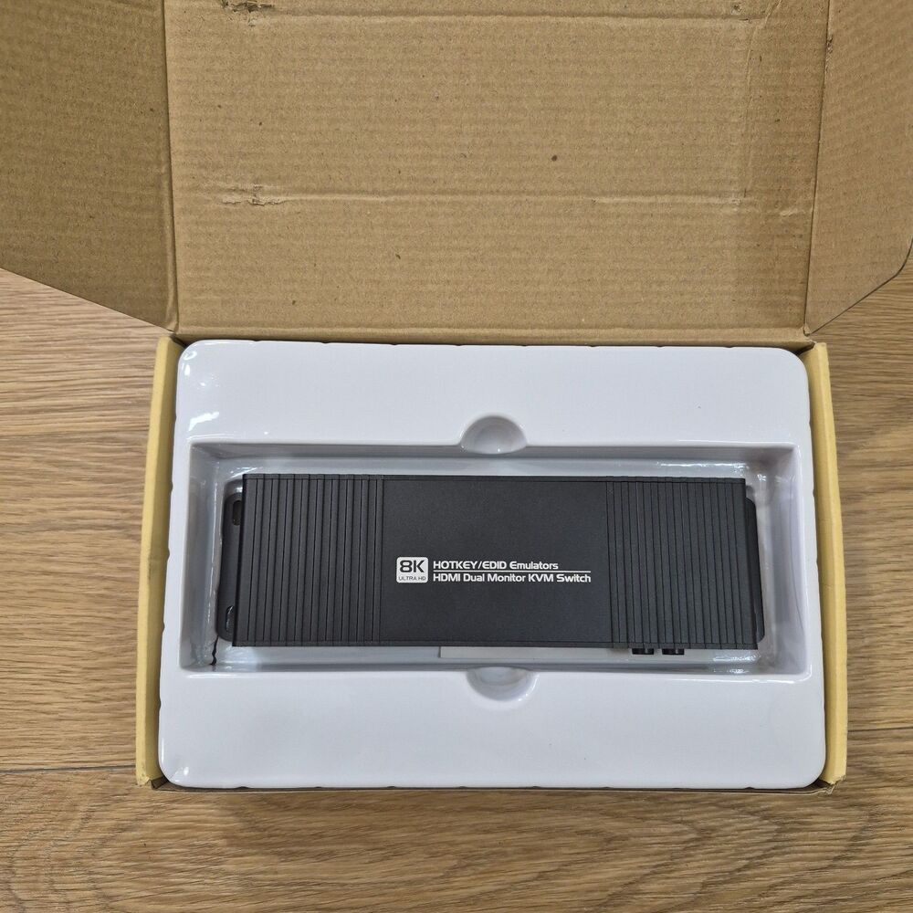 KVM Switch 2 HDMI 2.1 4k 144hz EDID Emulator Hotkey Switch New In Box